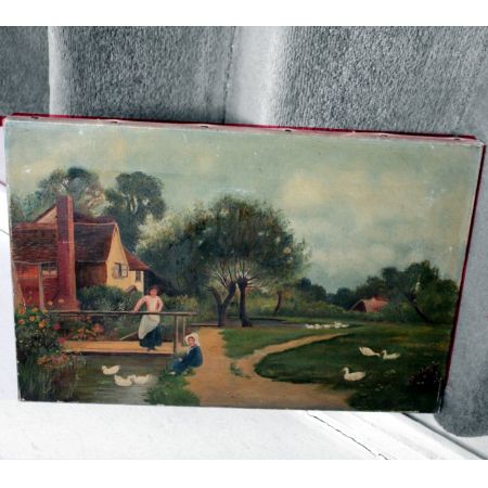 Antikes Ölgemälde auf Leinwand, 1880