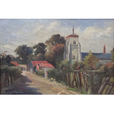 Paar Antike Norwich Ölgemälde, Lesley Rackham, 1920