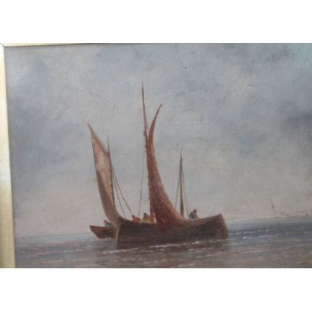 Seelandschaft, Ölgemälde auf Leinwand von E.J.Bladon, Original Edwardian um 1900