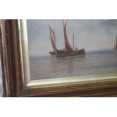 Seelandschaft, Ölgemälde auf Leinwand von E.J.Bladon, Original Edwardian um 1900