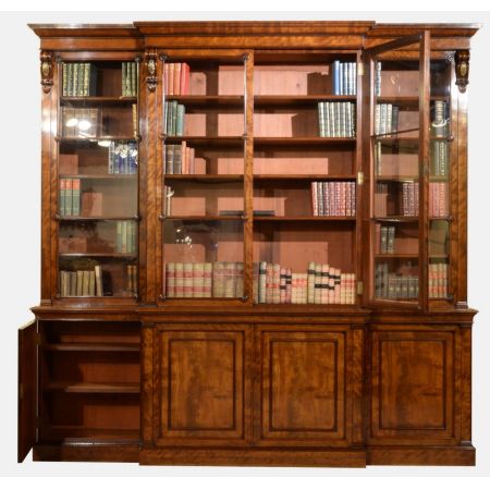 Hochwertiger original antiker William IV Breakfront Mahagoni Bücherschrank 1835