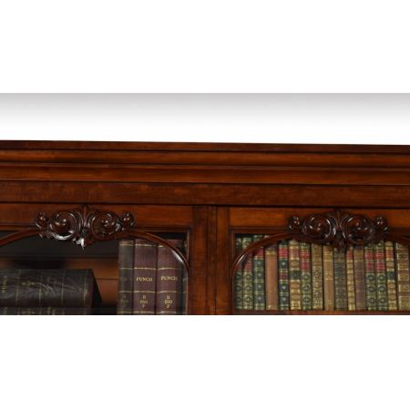 Viktorianischer Mahagoni Breakfront Bücherschrank antik mit Sekretär massiv 1850