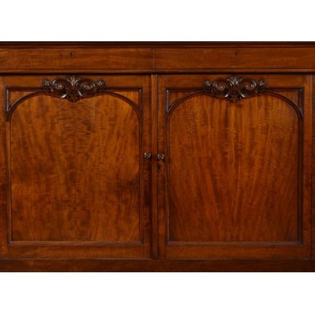 Viktorianischer Mahagoni Breakfront Bücherschrank antik mit Sekretär massiv 1850