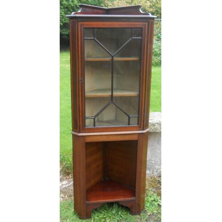 Original edwardianische Mahagoni Massivholz Eckschrank Vitrine antik 1900