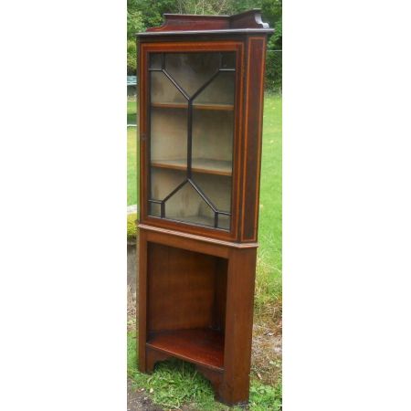 Original edwardianische Mahagoni Massivholz Eckschrank Vitrine antik 1900