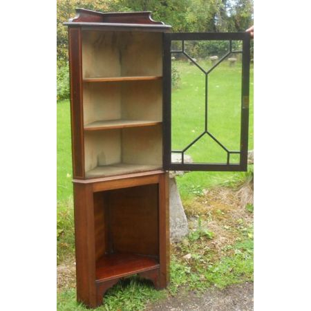 Original edwardianische Mahagoni Massivholz Eckschrank Vitrine antik 1900