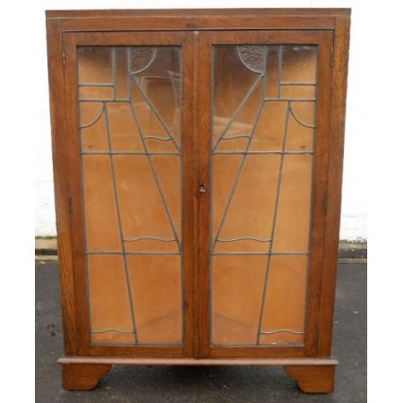 Schöne original antike Art Deco Vitrine Eiche 1930