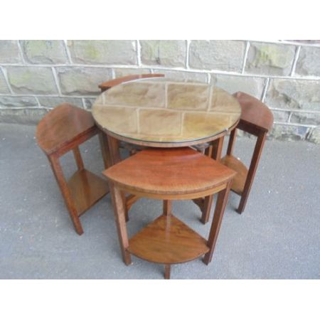 Edwardianisches Set Tische 5 Stück Mahagoni original antik 1910