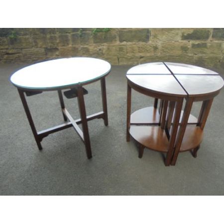 Edwardianisches Set Tische 5 Stück Mahagoni original antik 1910