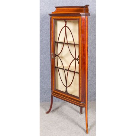 Original edwardianische Sheraton Revival Vitrine Mahagoni Eckschrank 1910