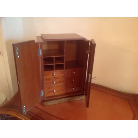 Antikes Art Deco Schmuckschränkchen Schrank Nussbaum Wurzelholz  1920