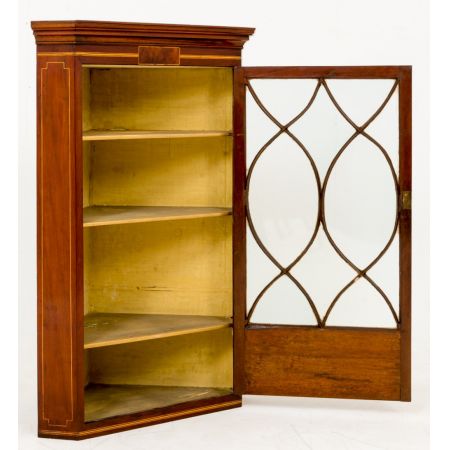 georgianische original antike Vitrine Eckschrank Massivholz Mahagoni 1800