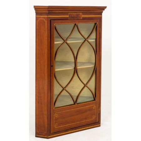 georgianische original antike Vitrine Eckschrank Massivholz Mahagoni 1800