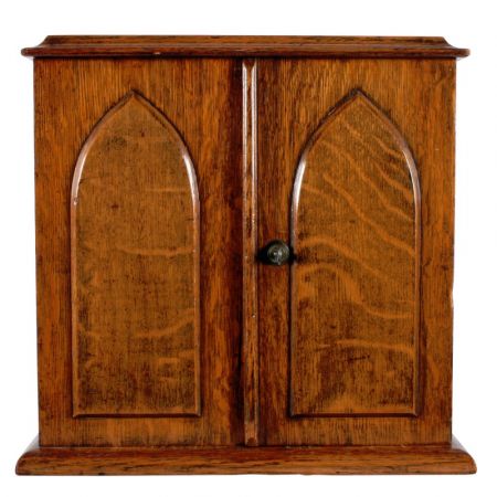 Viktorianischer antiker Sammelschrank Schränkchen Eiche Massiv 1880