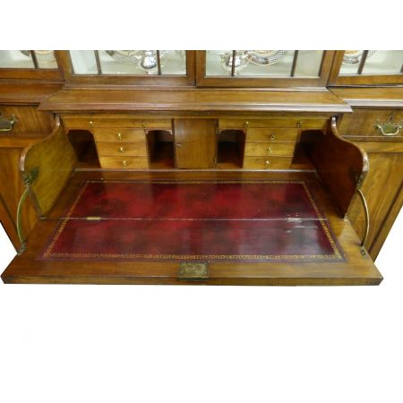 Original antikes George III Breakfront Bureau Bookcase Bücherschrank massiv 1850