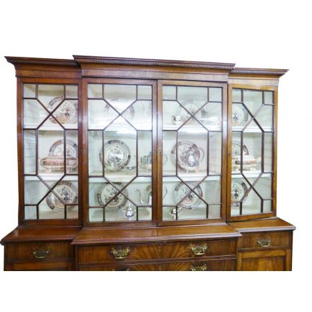 Original antikes George III Breakfront Bureau Bookcase Bücherschrank massiv 1850