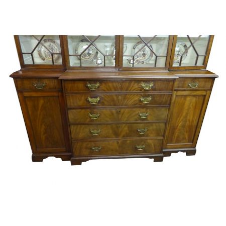 Original antikes George III Breakfront Bureau Bookcase Bücherschrank massiv 1850