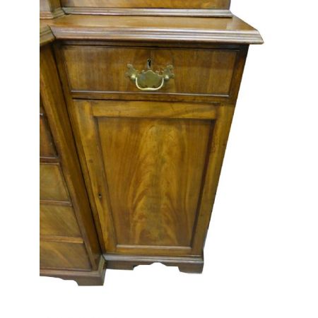 Original antikes George III Breakfront Bureau Bookcase Bücherschrank massiv 1850