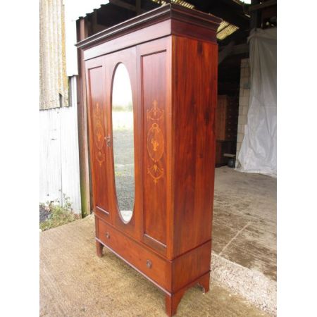 Englischer edwardischer Kleiderschrank Mahagoni Massivholz antik 1890