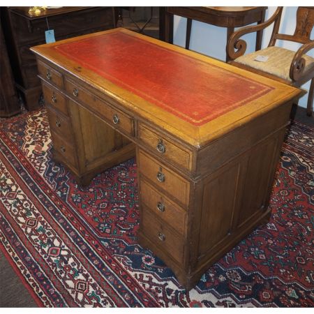 Viktorianischer antiker massiver Schreibtisch Eiche 1870