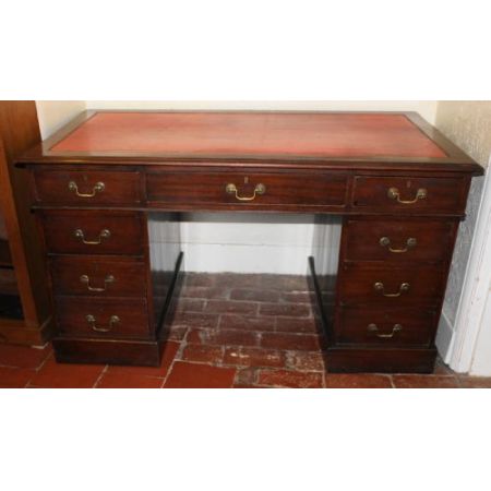 Großer original edwardischer Mahagoni Schreibtisch massiv antik 1890