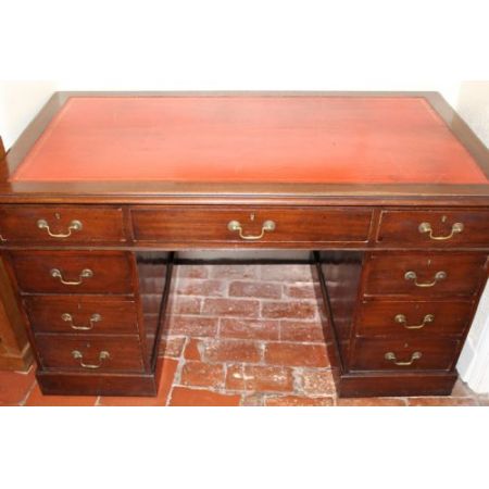 Großer original edwardischer Mahagoni Schreibtisch massiv antik 1890