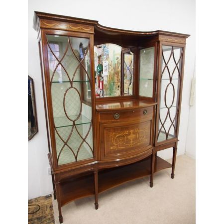 Antiker Sheraton Wohnzimmerschrank Vitrine original edwardisch 1890