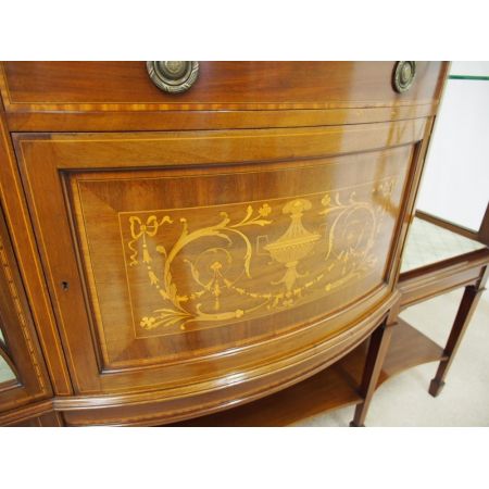 Antiker Sheraton Wohnzimmerschrank Vitrine original edwardisch 1890