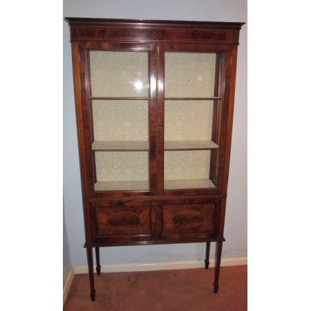 Original edwardianische Vitrine Sheraton Revival Original antik Mahagoni massiv 1910