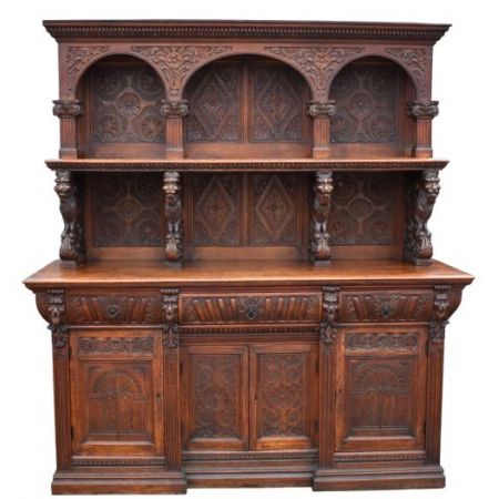 Viktorianisches antikes Sideboard Wohnzimmerschrank englisch Eiche massiv 1850