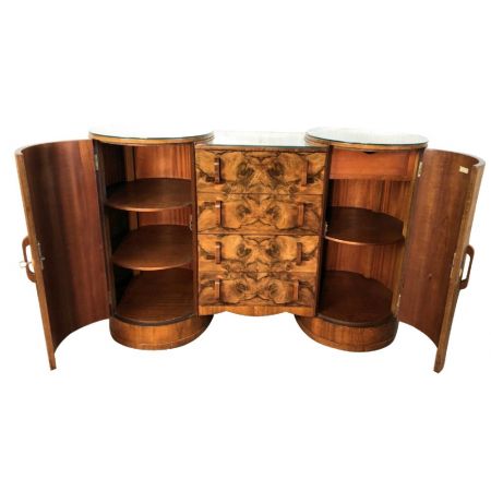 Original antikes englisches Art Deco Sideboard massiv Nussbaum 1830 