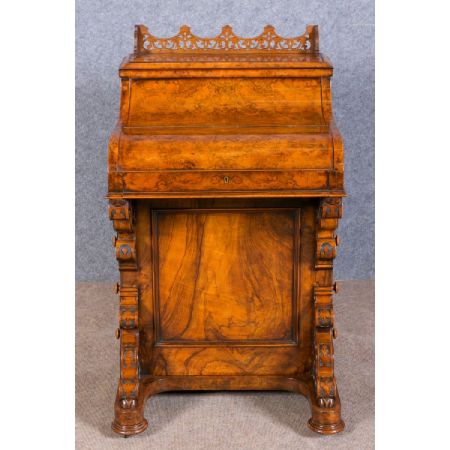 Original antiker viktorianischer Davenport Sekretär englisch Nussbaum massiv 1870