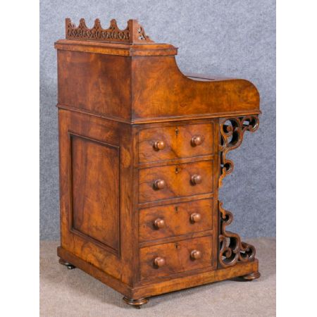 Original antiker viktorianischer Davenport Sekretär englisch Nussbaum massiv 1870