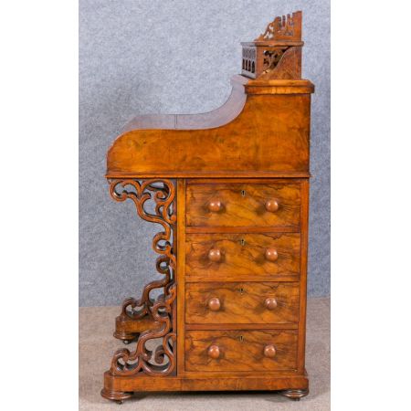 Original antiker viktorianischer Davenport Sekretär englisch Nussbaum massiv 1870