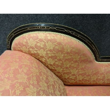 Besondere original viktorianische Chaise Longue Chaiselongue Recamiere Ebenholz Polster 1850