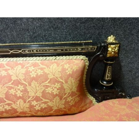 Besondere original viktorianische Chaise Longue Chaiselongue Recamiere Ebenholz Polster 1850