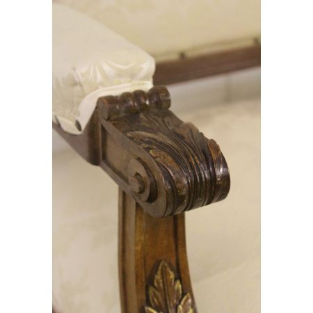 Französische original antike Sitzbank aus Nussbaum von 1890