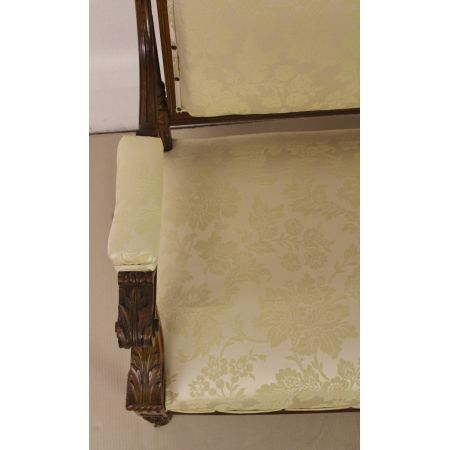 Französische original antike Sitzbank aus Nussbaum von 1890