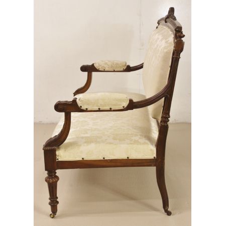 Französische original antike Sitzbank aus Nussbaum von 1890