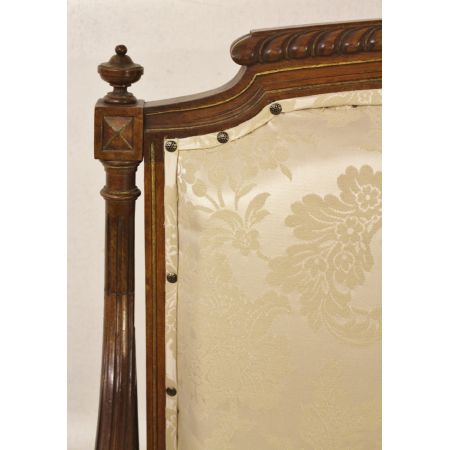 Französische original antike Sitzbank aus Nussbaum von 1890