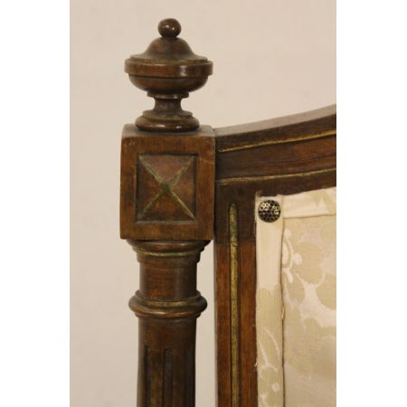 Französische original antike Sitzbank aus Nussbaum von 1890