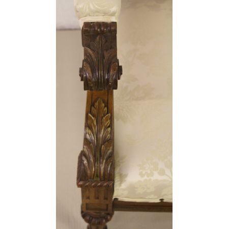 Französische original antike Sitzbank aus Nussbaum von 1890