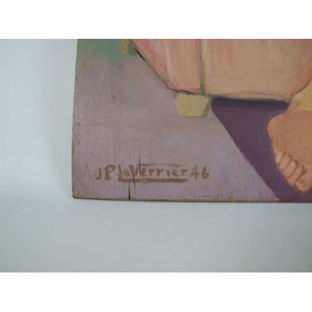 Le verrier. j.p. französisches Aktbild Öl original 1940