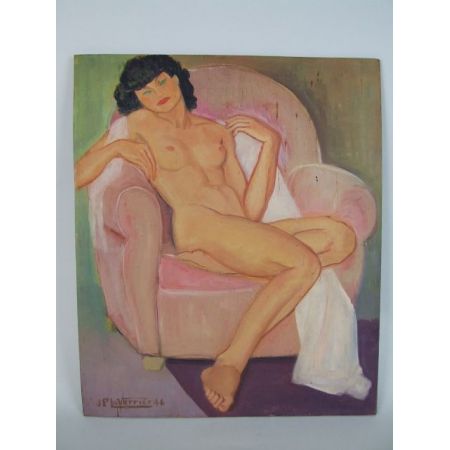 Le verrier. j.p. französisches Aktbild Öl original 1940