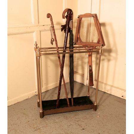 Großer original viktorianischer Messing und Roheisen Spazierstock- oder Schirmständer Garderobe original antik 1850