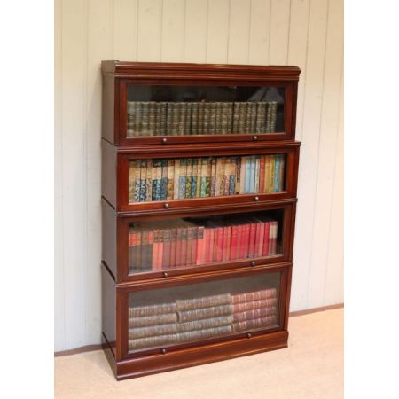 Antikes englisches Mahagoni Globe Wernicke Stil Bücherregal massiv 1920