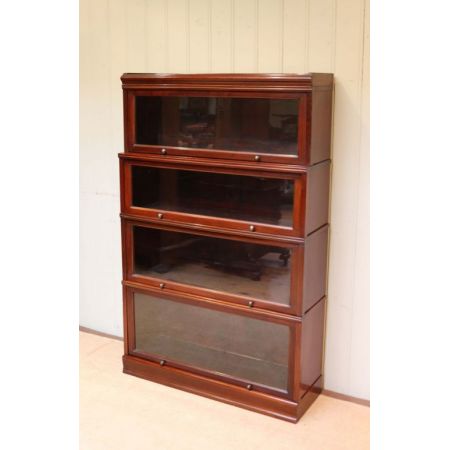 Antikes englisches Mahagoni Globe Wernicke Stil Bücherregal massiv 1920