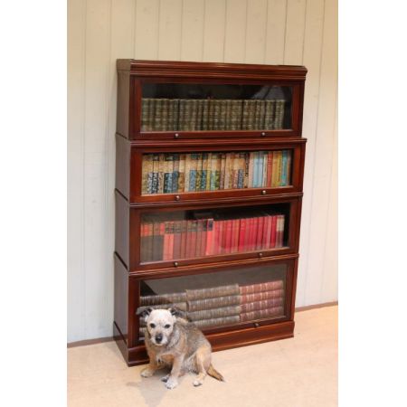 Antikes englisches Mahagoni Globe Wernicke Stil Bücherregal massiv 1920