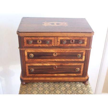 Französische original antike Palisander Schmuckkiste Kommode massiv 1840