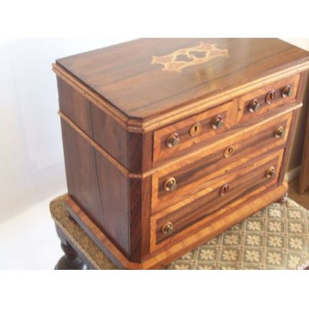 Französische original antike Palisander Schmuckkiste Kommode massiv 1840